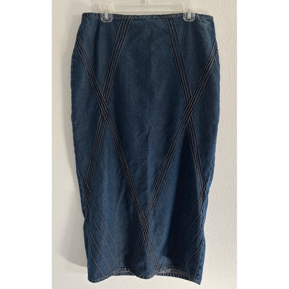 Vintage Denim Maxi Skirt Womens XL Retro 90's Western Festival Boho Euestrian